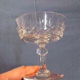 Set of 8 crystal champagne glasses cut around 1900