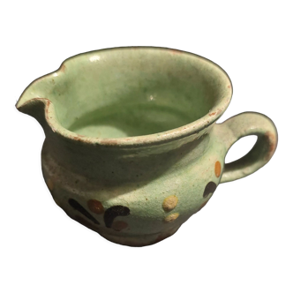 Glazed terracotta cream pot alsace Soufflenheim early twentieth century