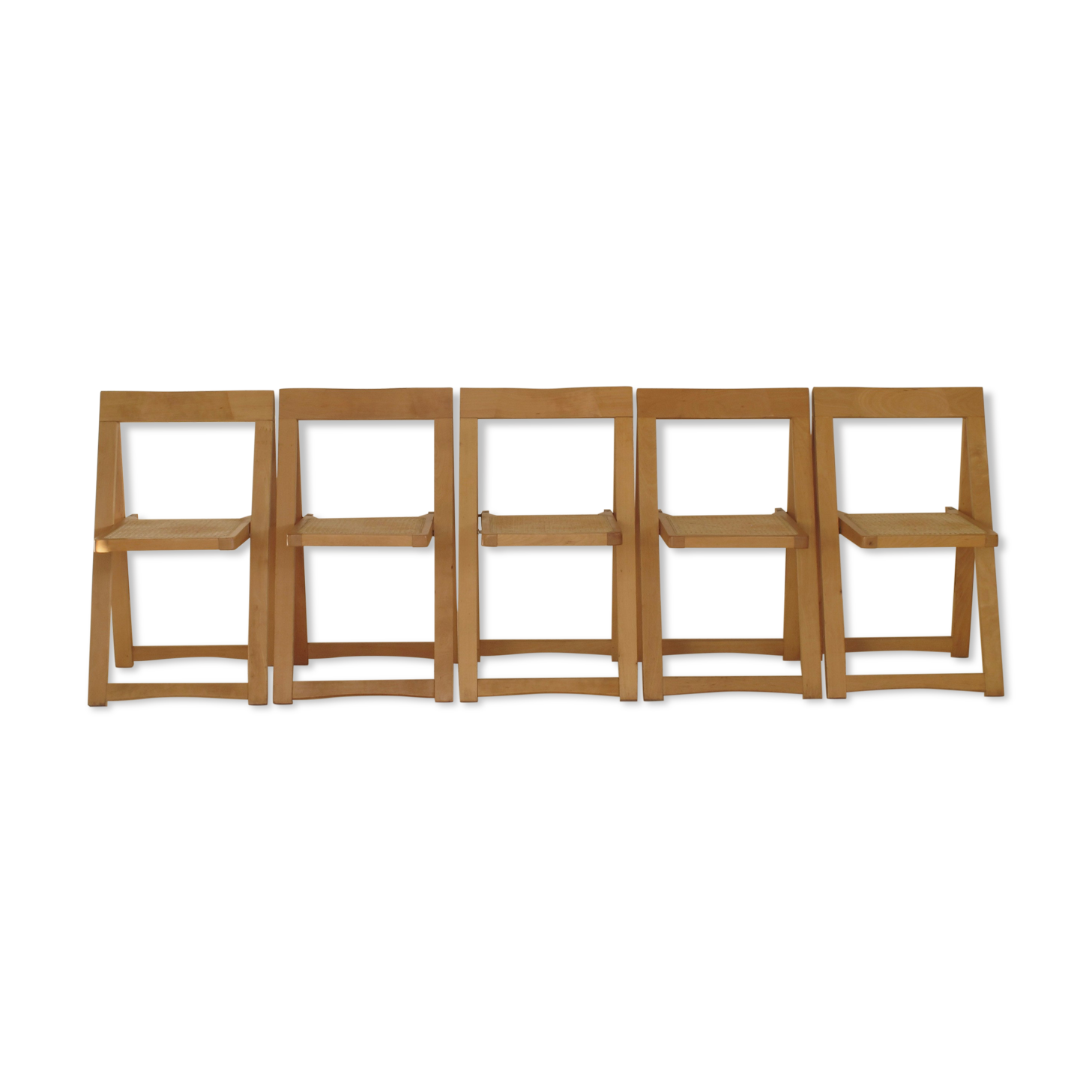 Foldable chairs in elm or ash seat cannage 1970