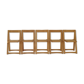 Foldable chairs in elm or ash seat cannage 1970
