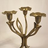 Pair of candlesticks three fires in brass