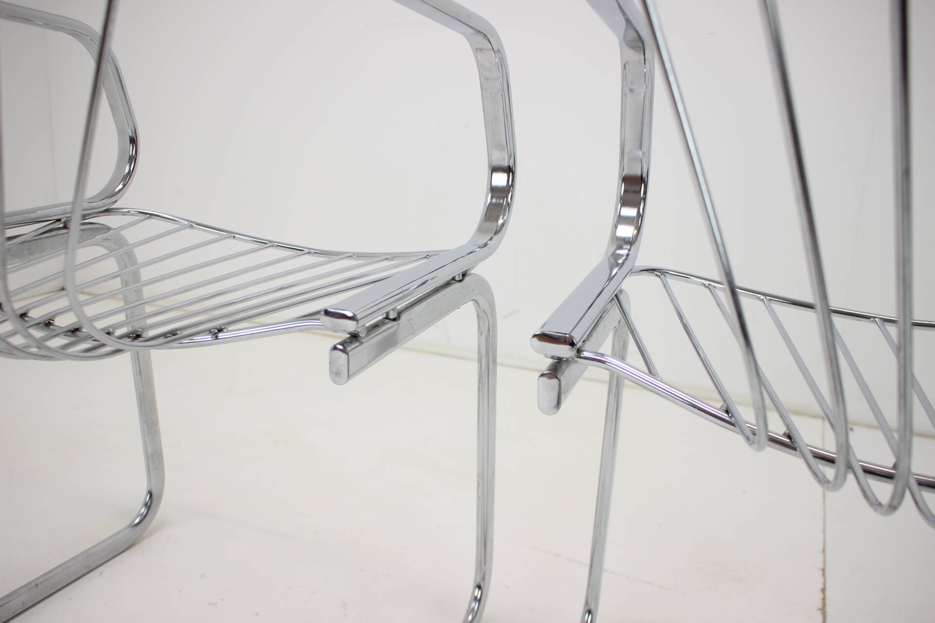 Midcentury set of three chrome dining chairs