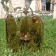Gilded brass and smoked glass luminaire