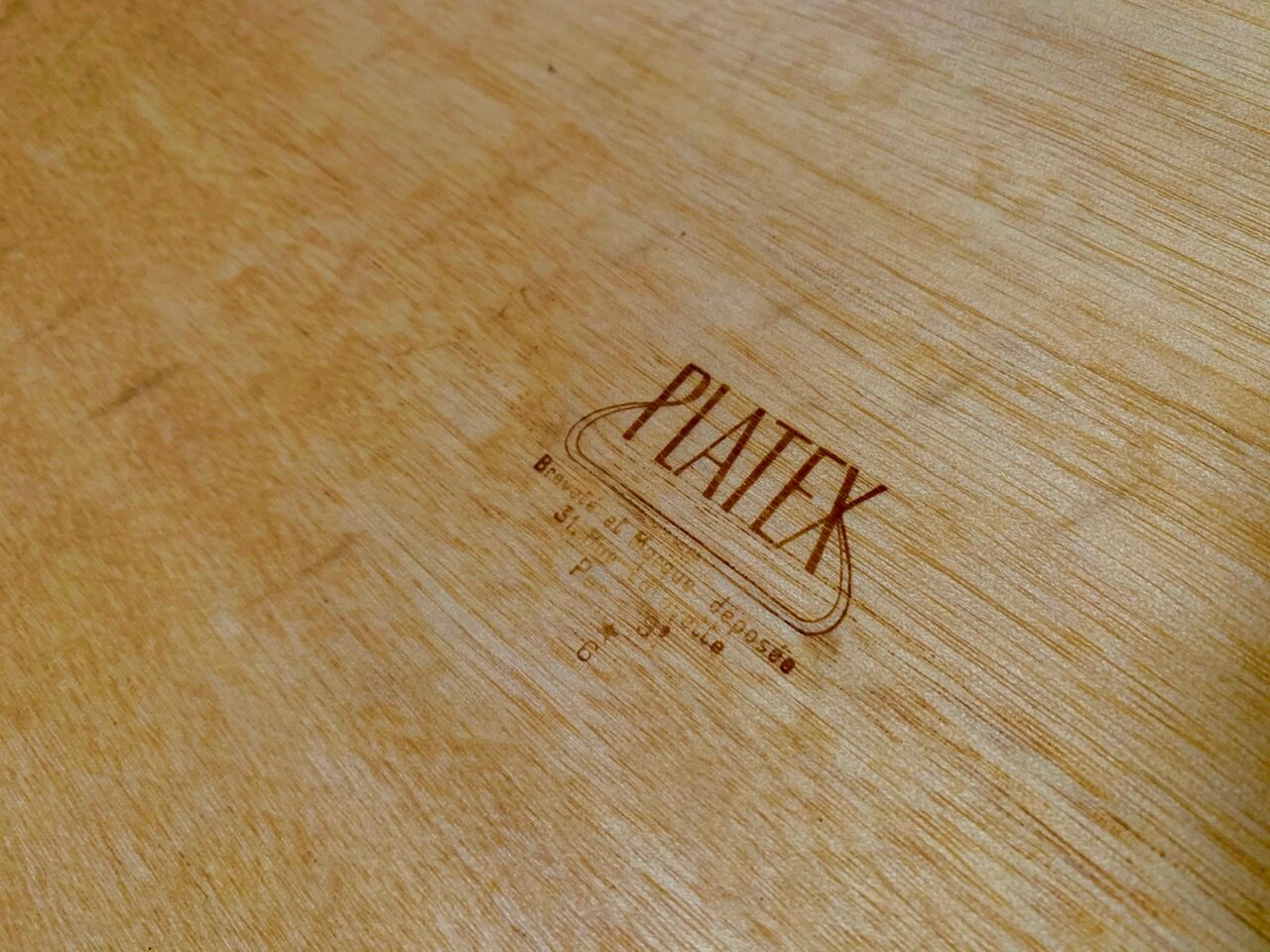 Plateau Platex en bois, années 70