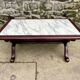 Table basse en marbre blanc et bois acajou