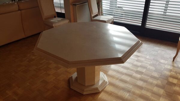 Table concorde octogonale 140 marbre crème marfil
