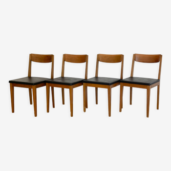 4 chaises scandinave en bois et skaï noir