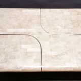 Coffee table in mosaic travertine and brass 70
