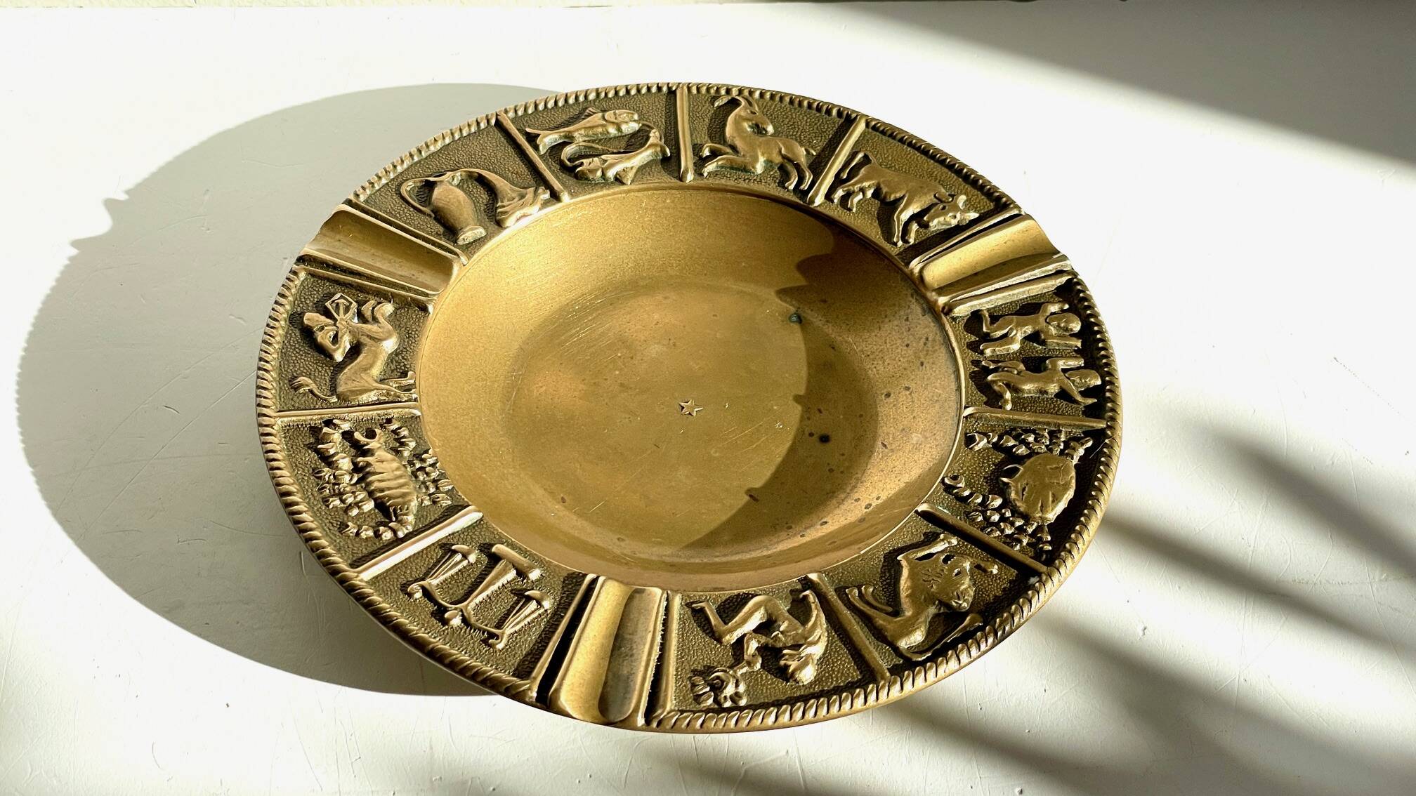 CENDRIER Signes du Zodiaque BRONZE Vintage