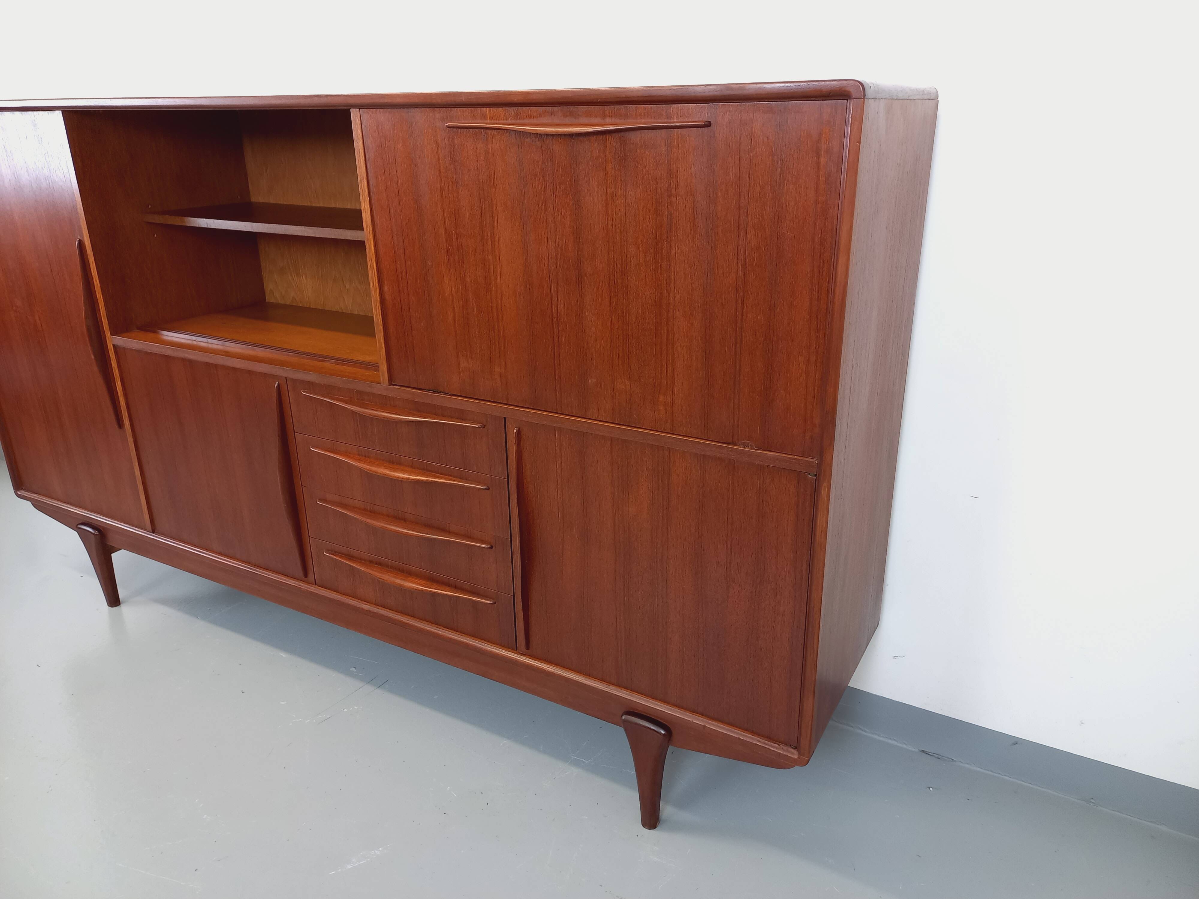 Vintage Scandinavian high sideboard in teak from the 50s and 60s