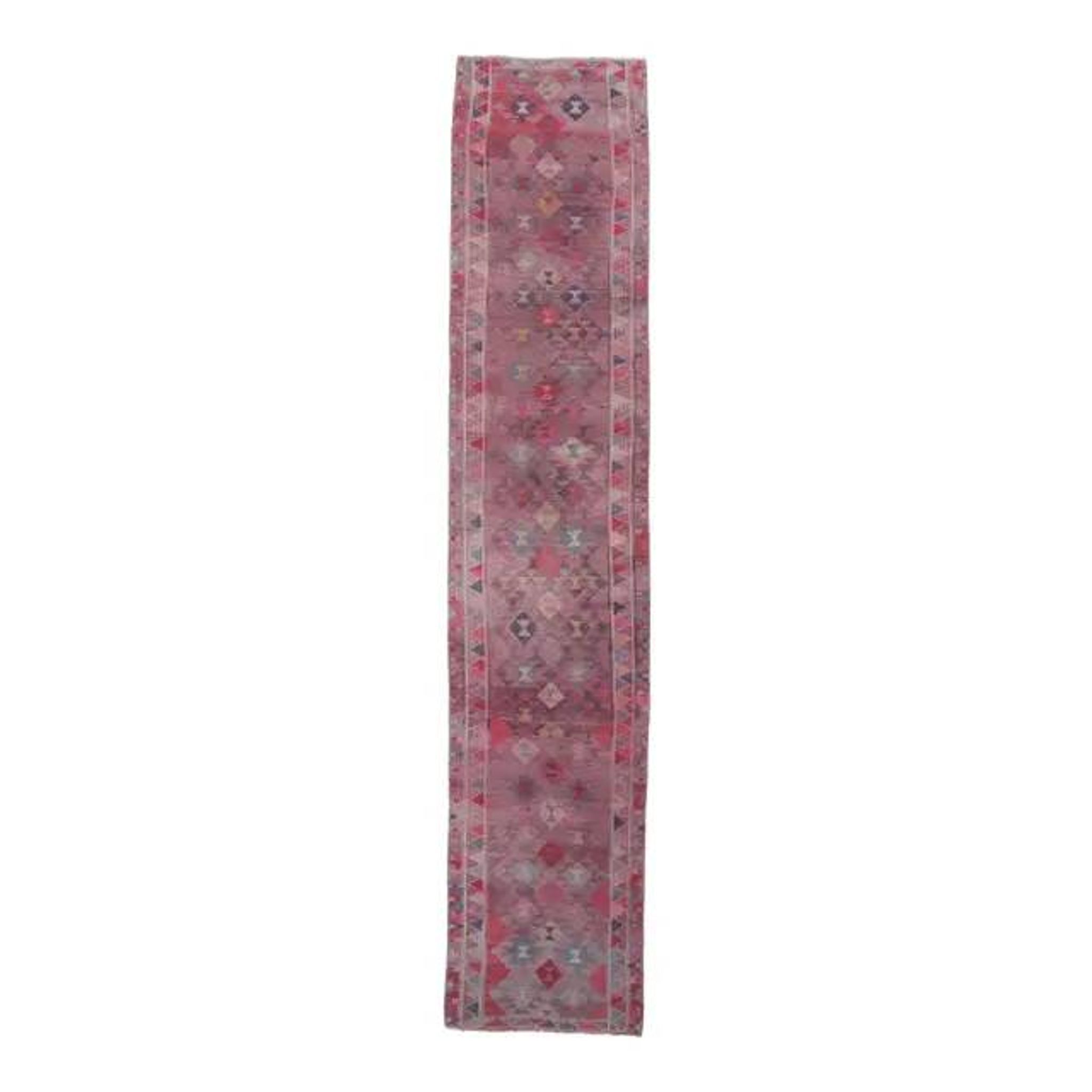 1960s - Vintage Turkish Hand-Knotted Herki Runner Rug - 75x365