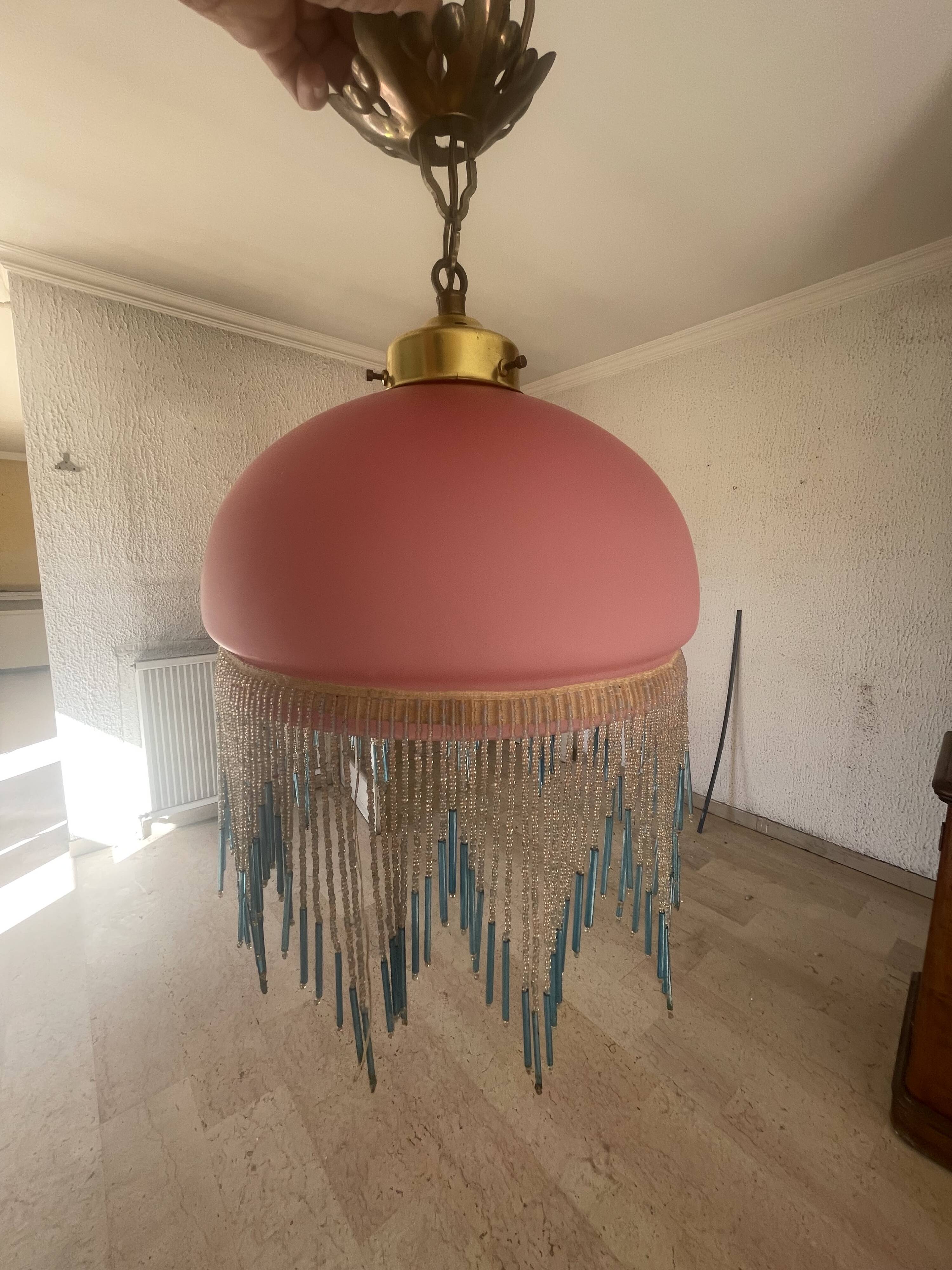 Lustre opaline et perles années 60