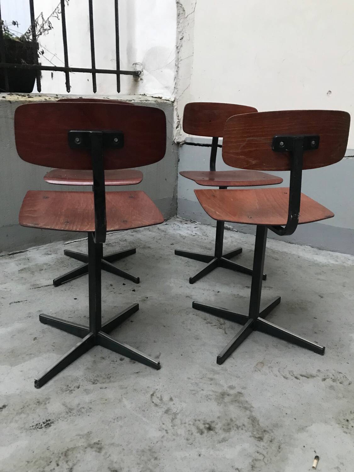 4 vintage industrial chairs