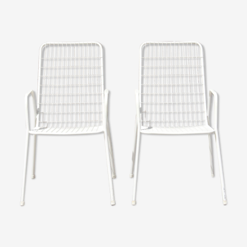 Pair of Emu Rio garden chairs in wire, Italy 1970s