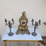 Table basse style Louis XVI en marbre et bois doré