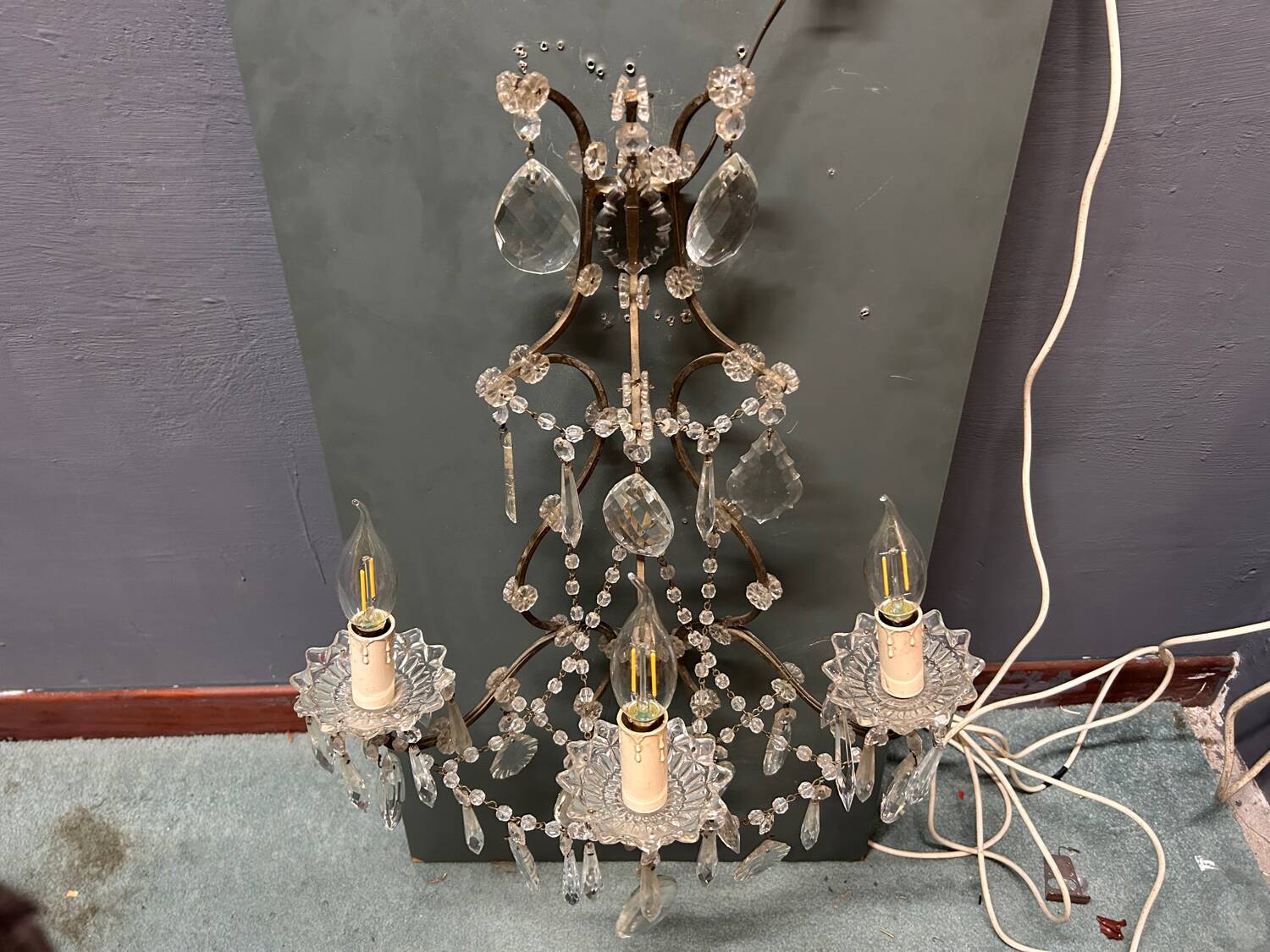 Vintage Crystal Wall Sconces, Italy, 1960s - Set of 2