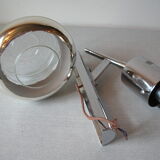 Old articulated wall lamp office in chrome metal lampshade mercurized