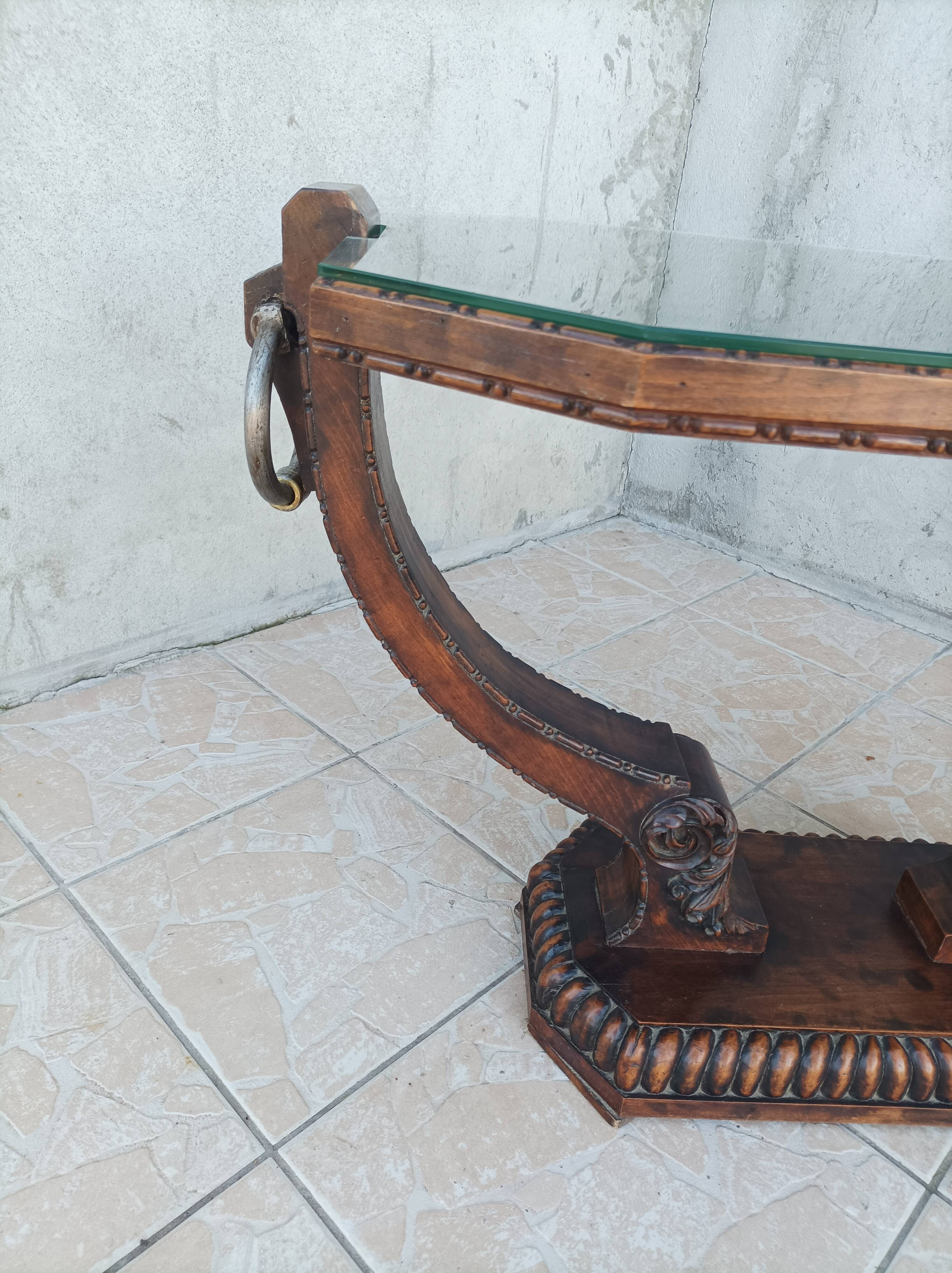 Art Deco style coffee table in carved natural wood