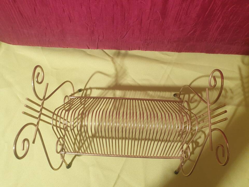 Vintage gold vinyl record storage rack