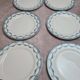 Set of 12 antique Salins "Petit Trianon" blue ironstone dinner plates.