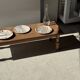 Tray, circular dish or plate made of white striped grey petrified wood.