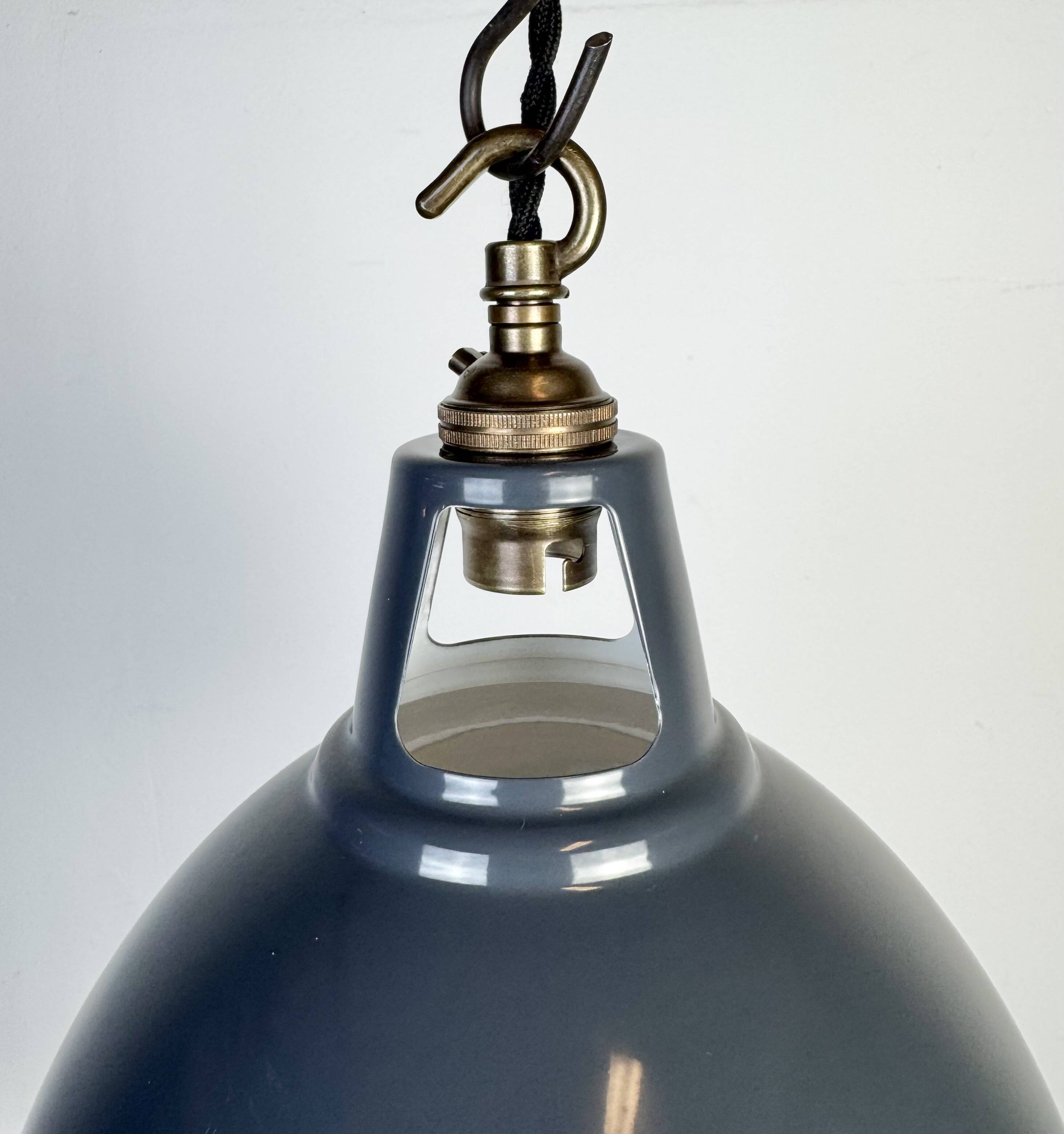 Vintage Industrial Grey Painted Pendant Lamp