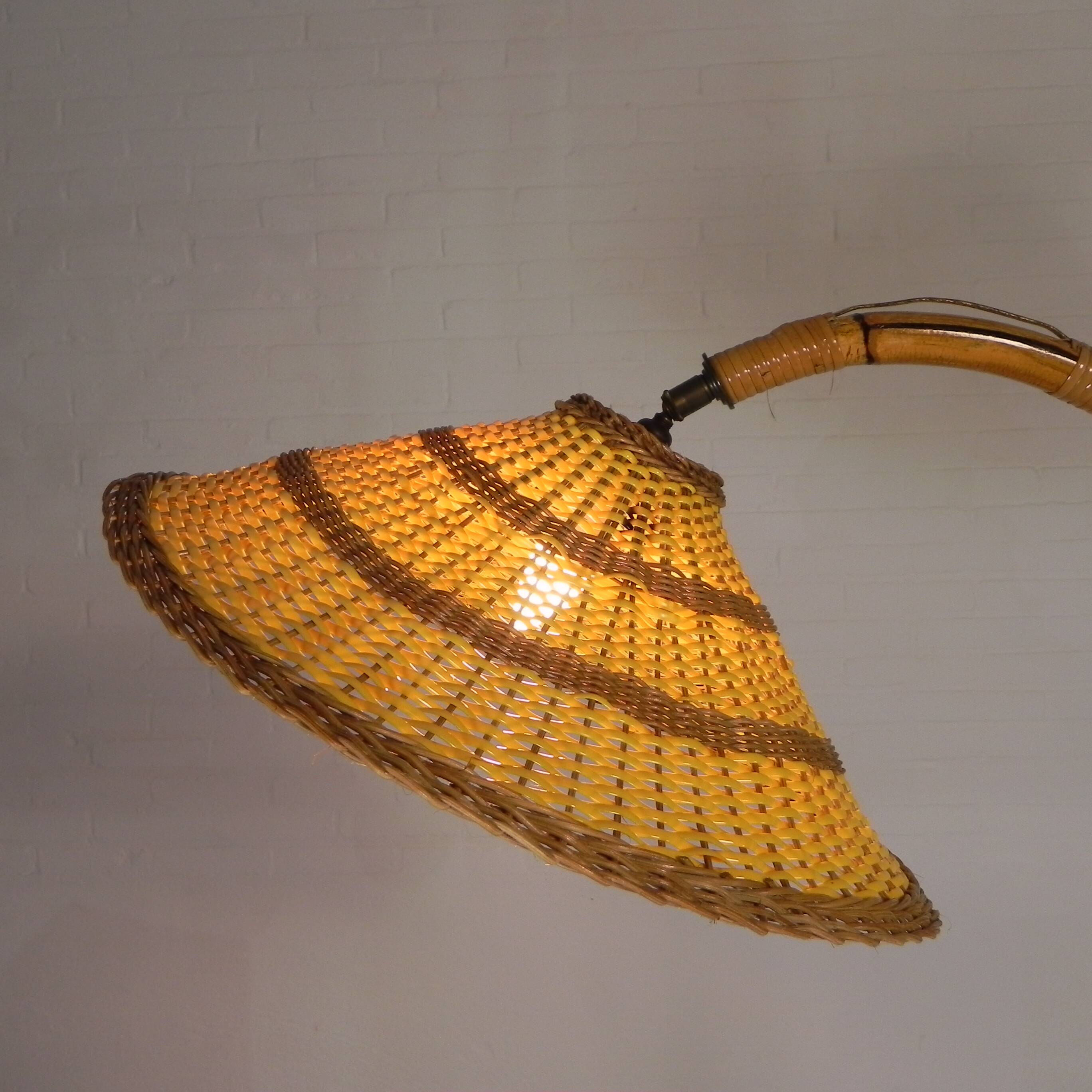 Bamboo floor lamp, 1950s
