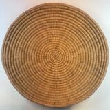 grande corbeille ancienne tissée type jonc ou osier - Diamètre 55 cm