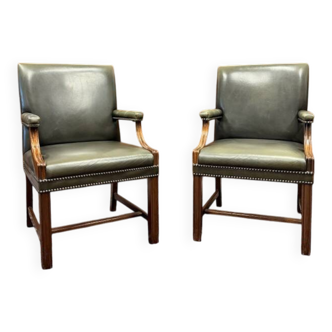 Set of Classic English Chesterfield Desk Chairs