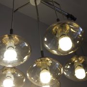 Light smoked glass water drop chandelier with 6 drops from the 1960s.
