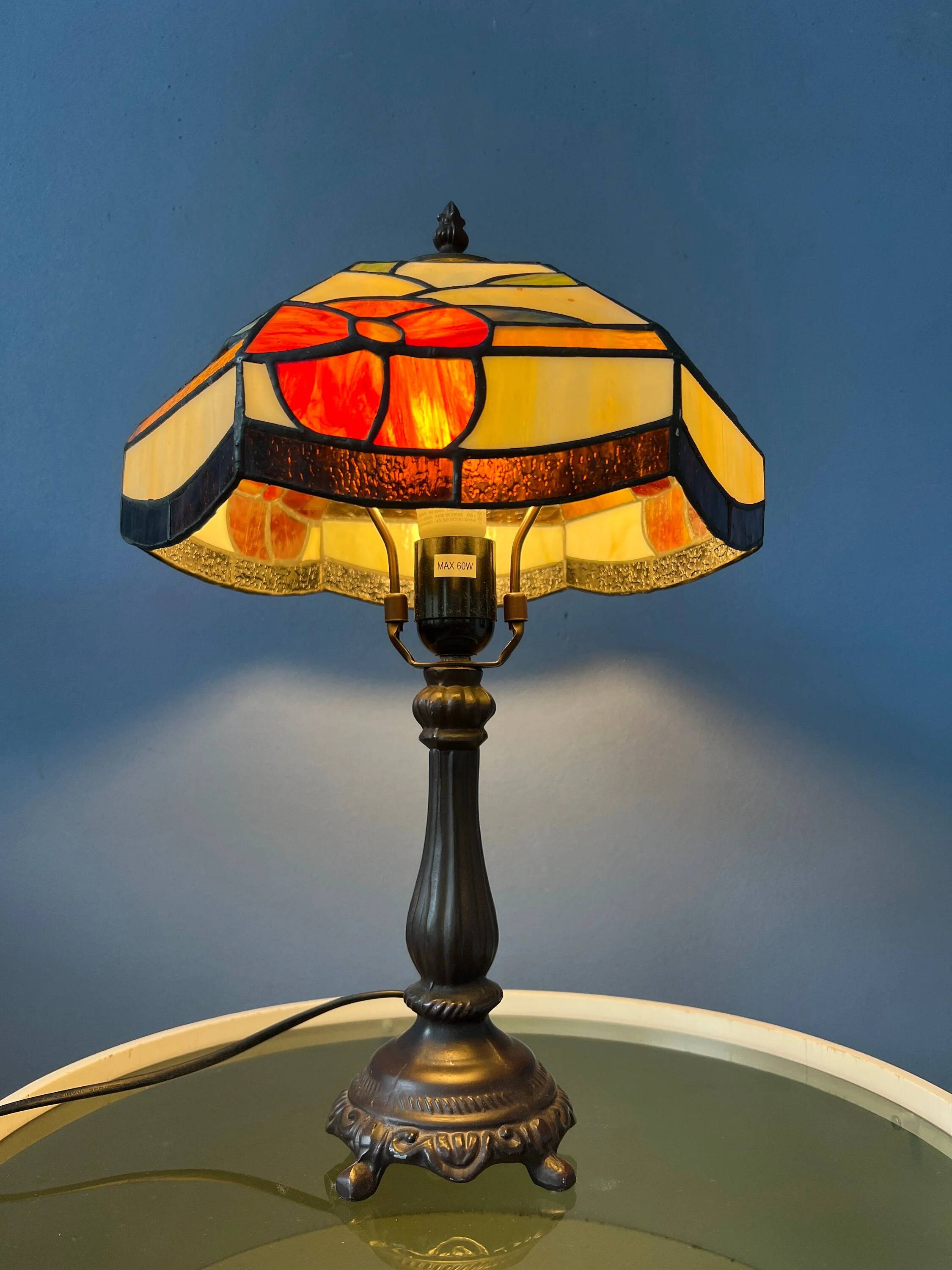 Lampe de table style Tiffany en vitrail, Art déco