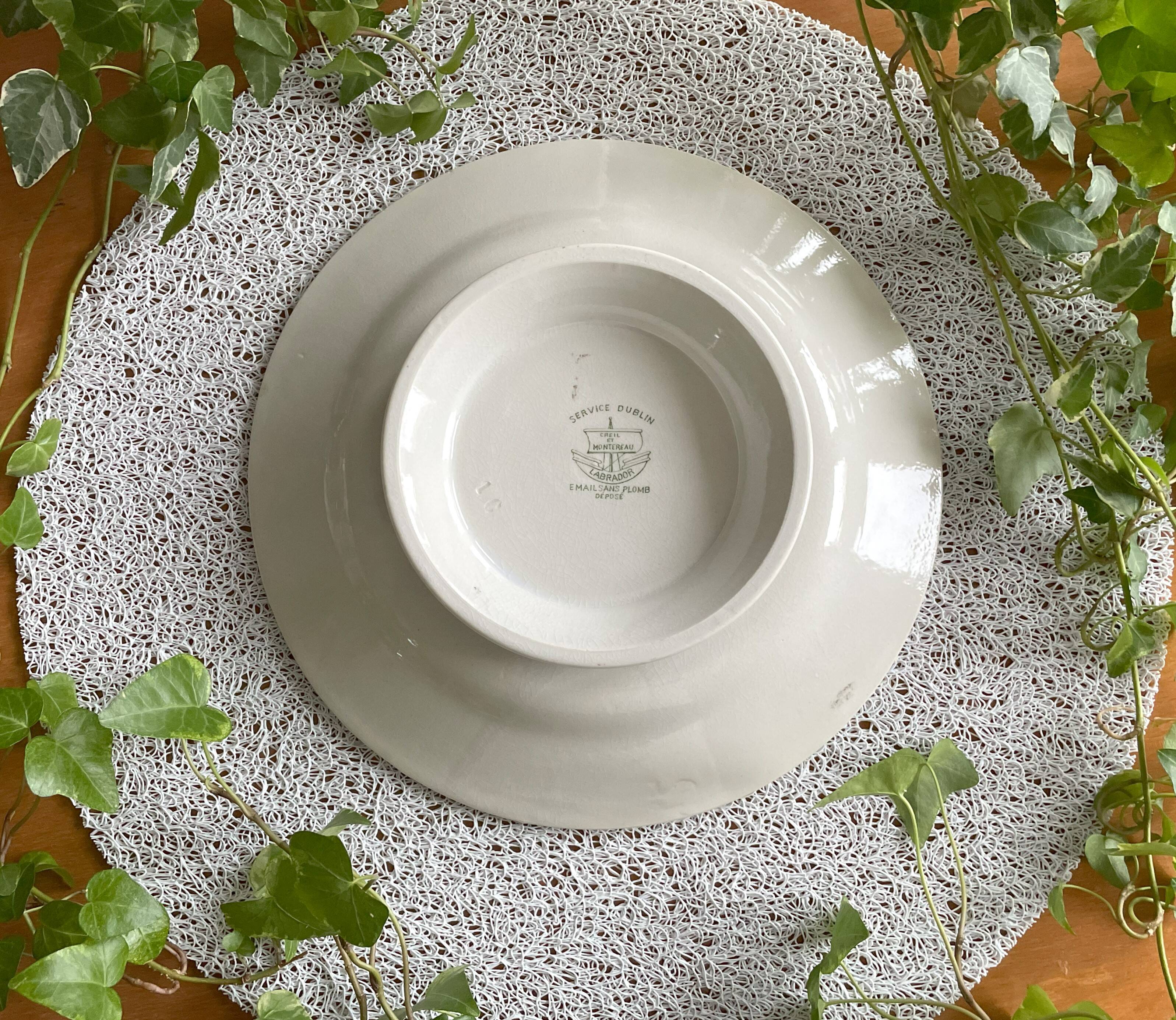 Old mignardise dish on pedestal in earthenware from Creil & Montereau