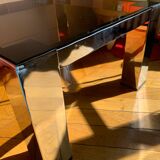 Table basse en méta chromé et verre fumé, années 1980
