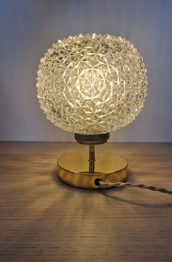 Lampe tactile verrerie vintage ciselée diamantée