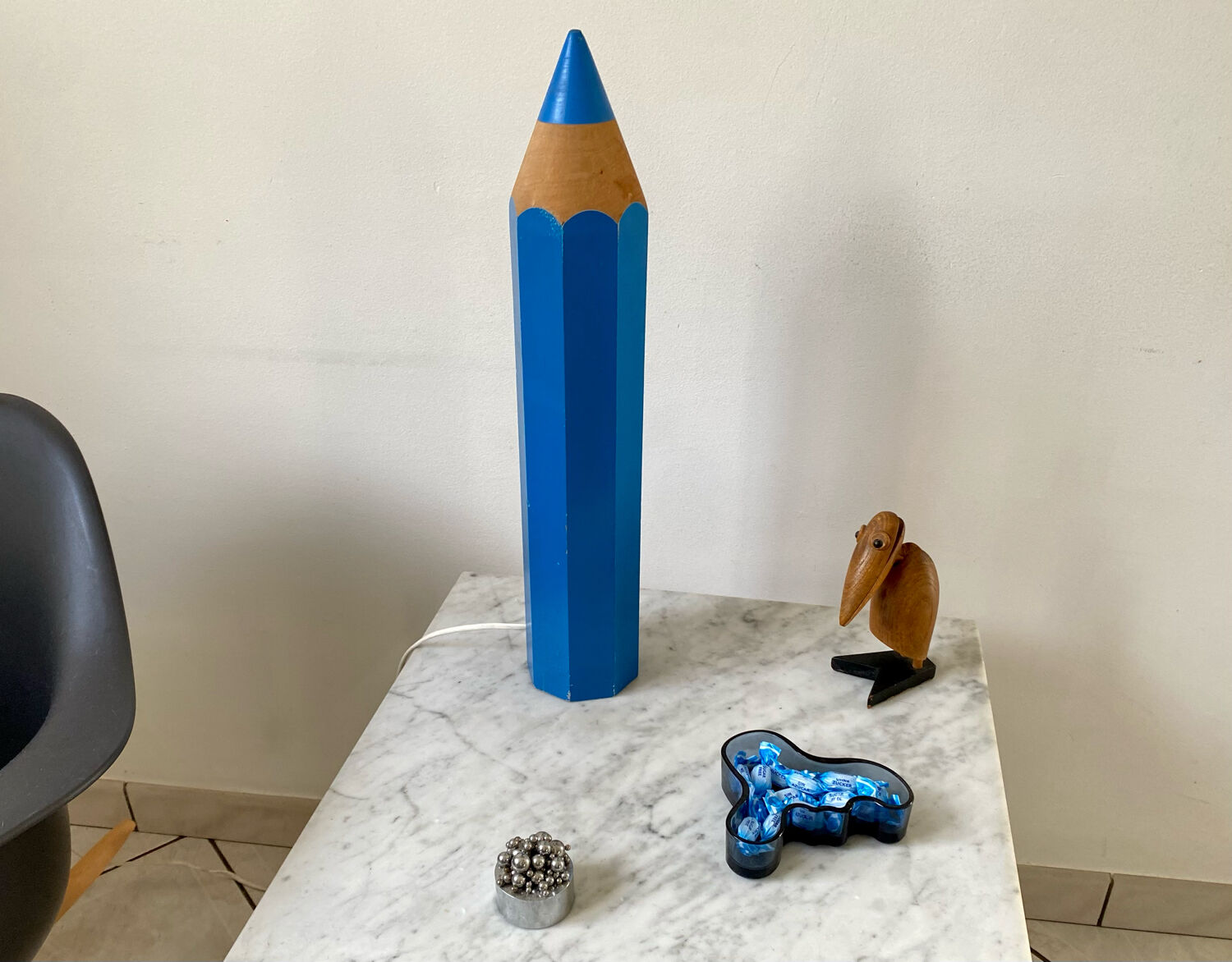 Stone pencil lamp Sala for Vilac Vintage minimalist 80s