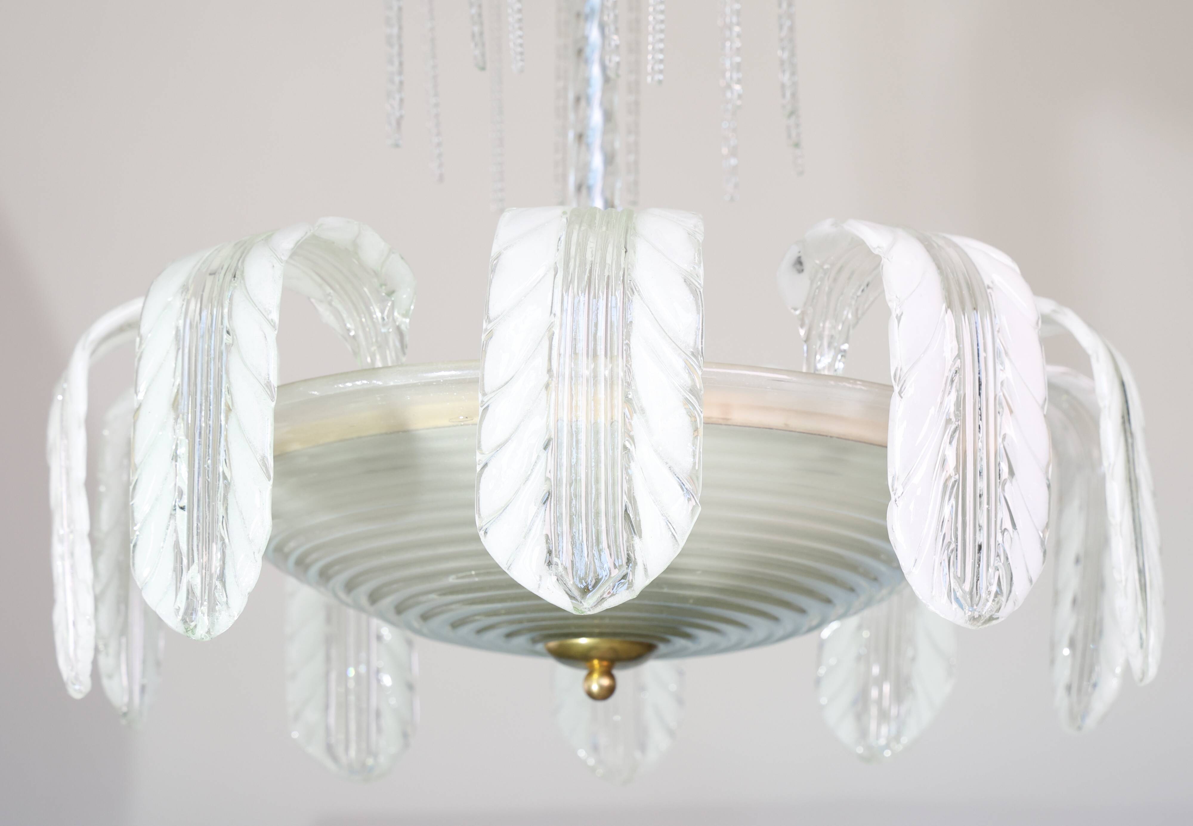 Museal Art Decò Ercole Barovier Murano Glass Chandelier, 1930