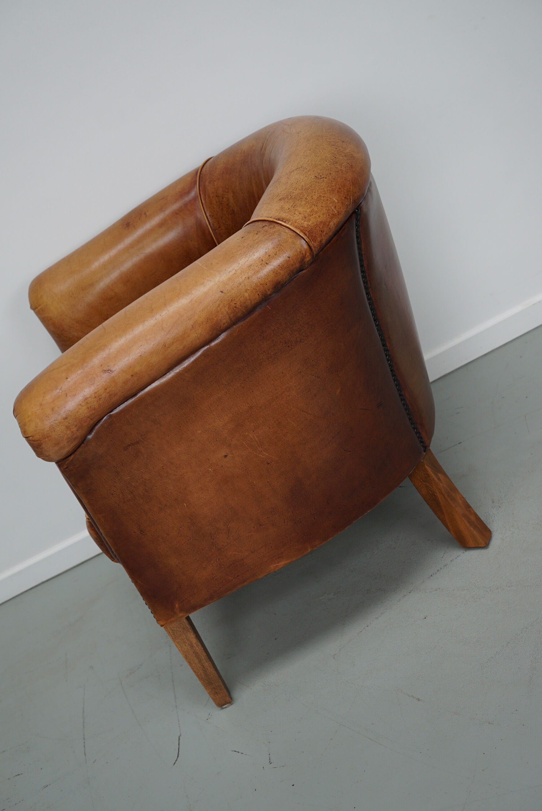 Vintage Dutch Cognac Colored Leather Club Chair