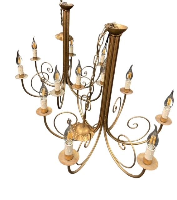 Pair of metal dore pendant lamps