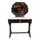 Napoleon III style dressing table in blackened wood, featuring an elegant octagonal mirror