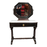 Napoleon III style dressing table in blackened wood, featuring an elegant octagonal mirror