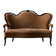 Sofa en bois vintage orné avec cadre décoratif sculpté et tapisserie marron, 175 × 114 × 80 cm