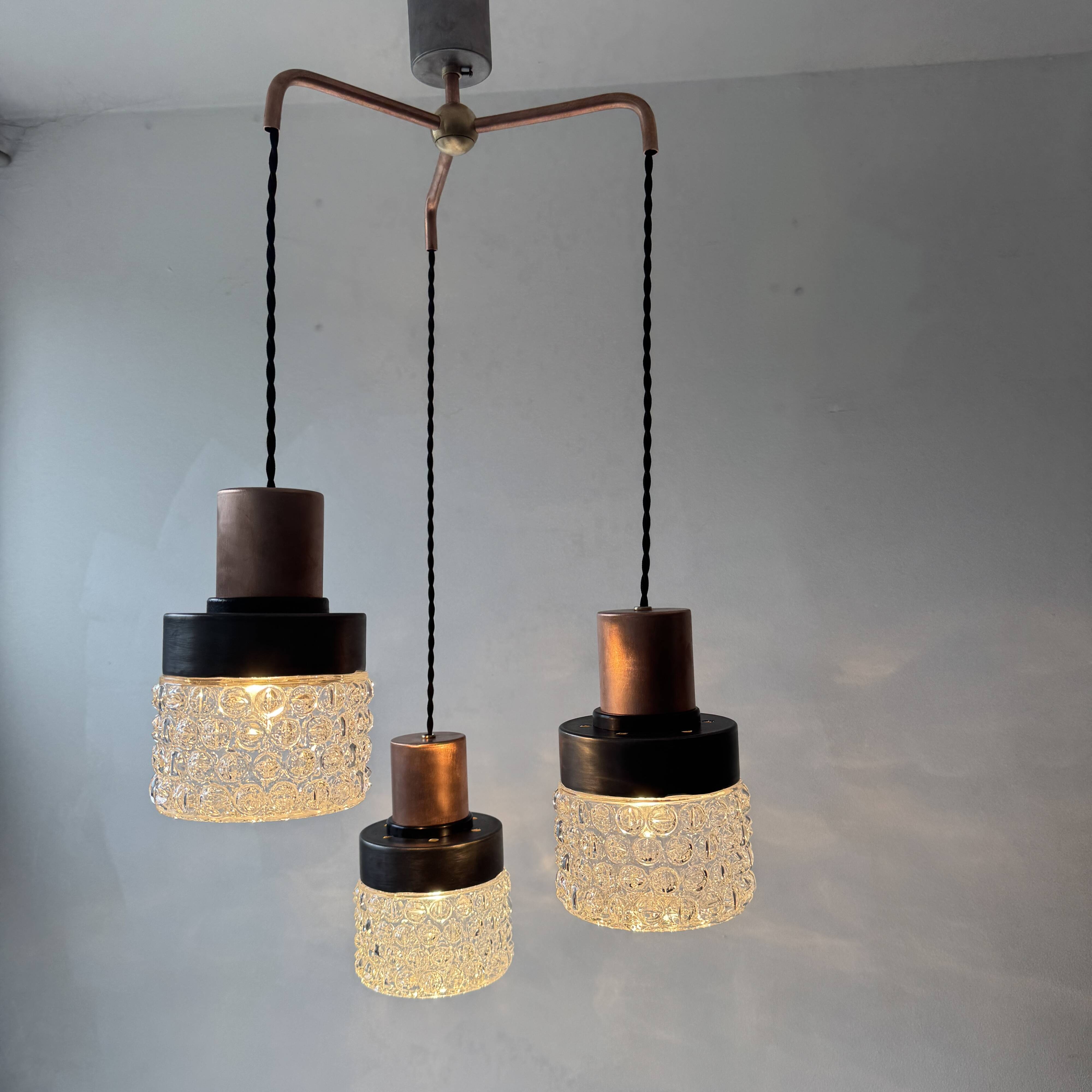 Old cascade chandelier 3 lights 1970 vintage