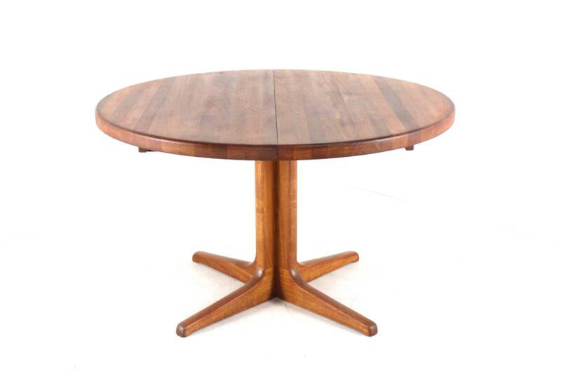 Table à manger extensible ronde 'Arden' 2x - teck - style mid-century moderne