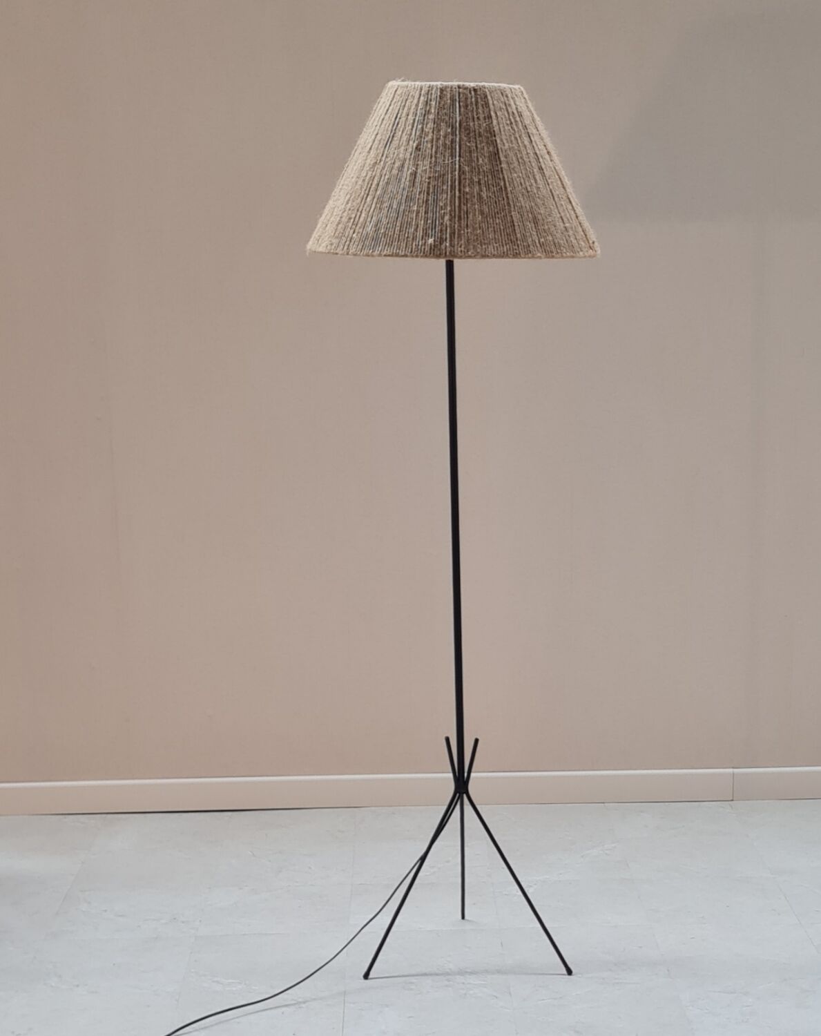 Wrought iron tripod floor lamp 1960