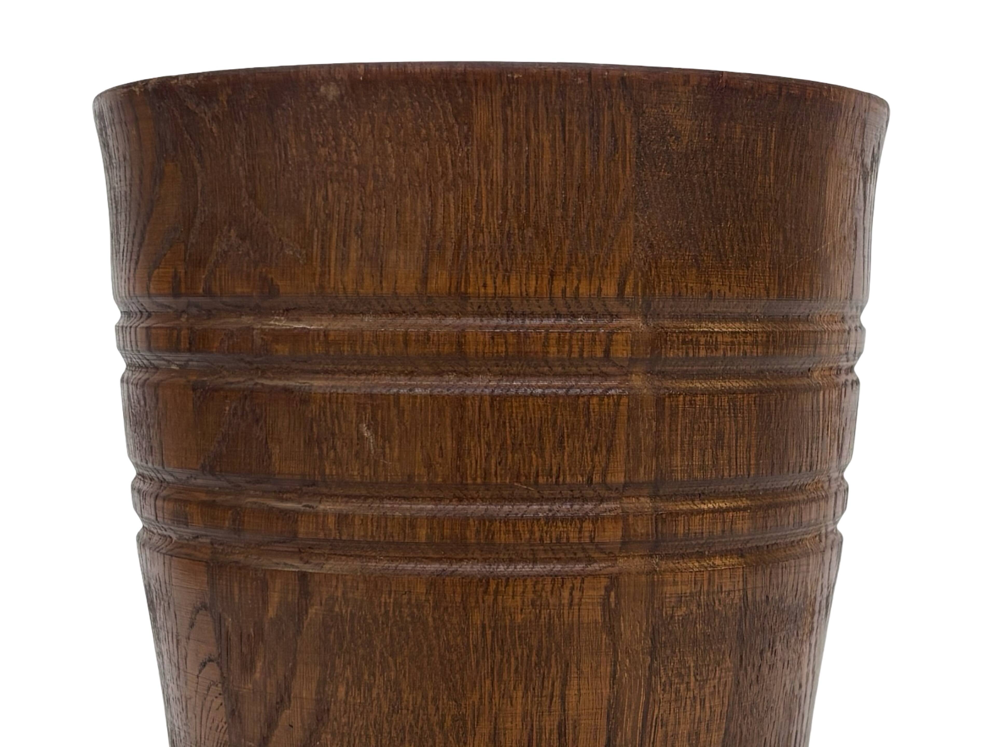 Vintage umbrella stand - holder oak basket storage design 60's minimalist