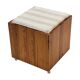 Vintage pinewood stool side table with compartment 70s design