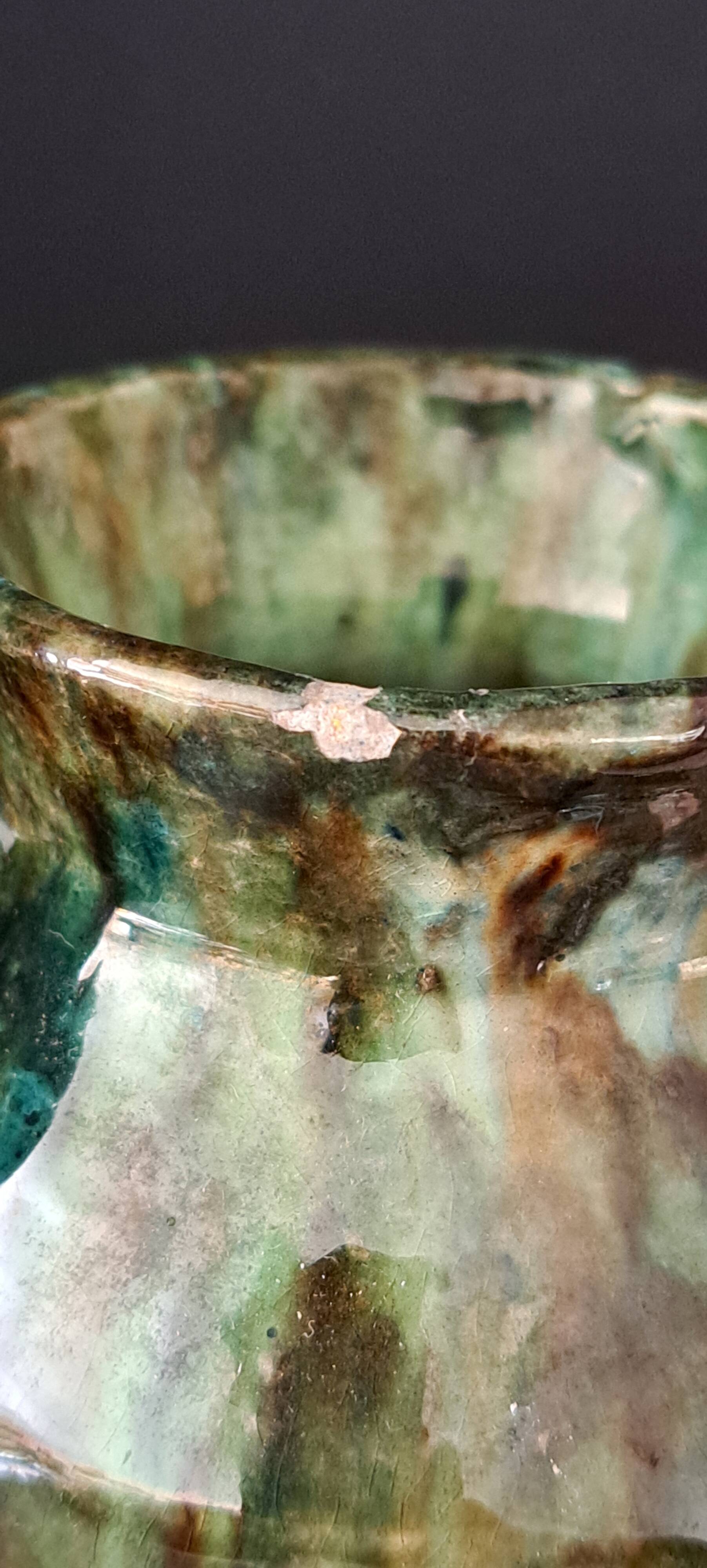 Art Deco Amphora Vase Ceramic Thulin Style (Belgium) Flamed Jasper Decor