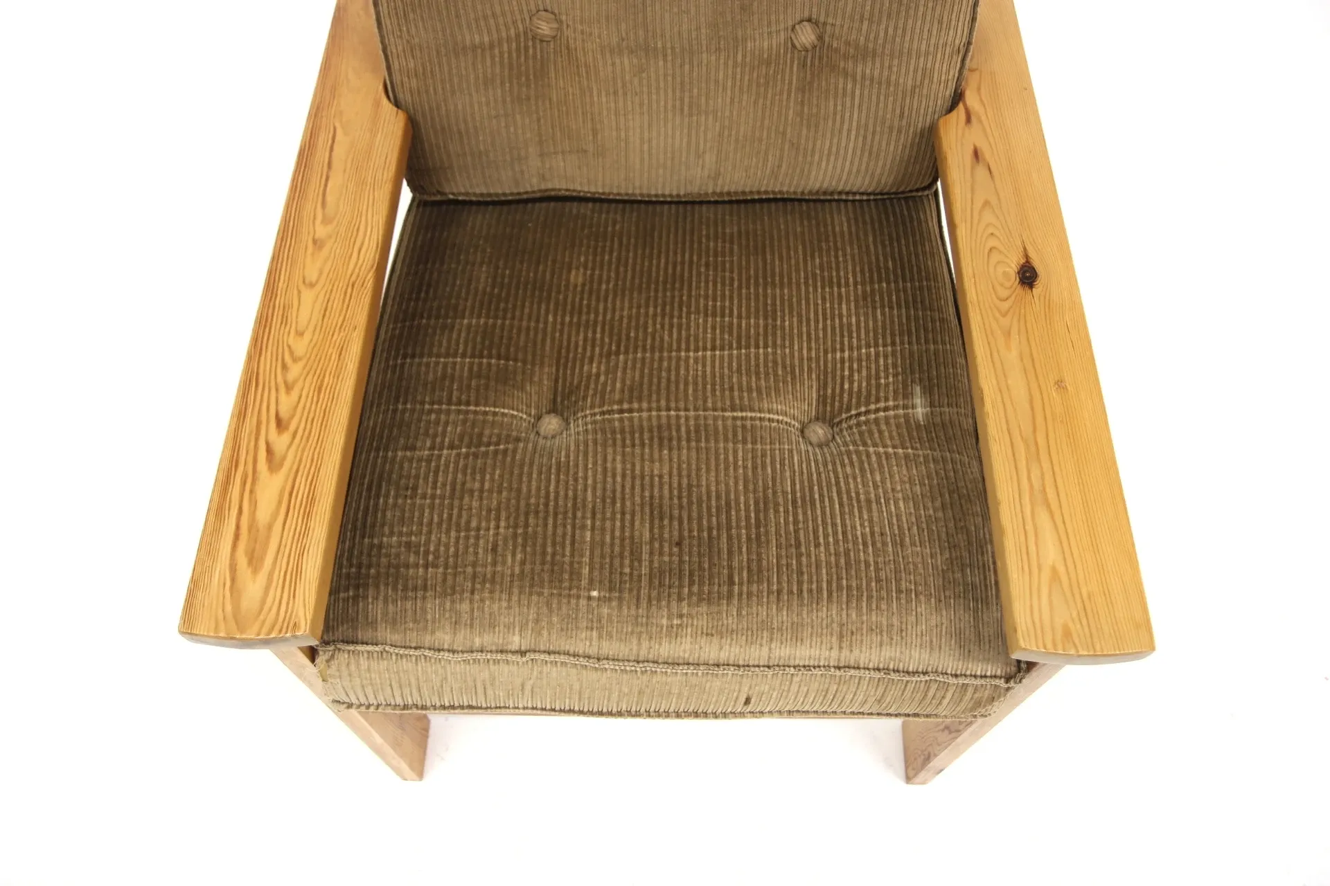 Scandinavian armchair in pine and velvet, Sweden, 1970
