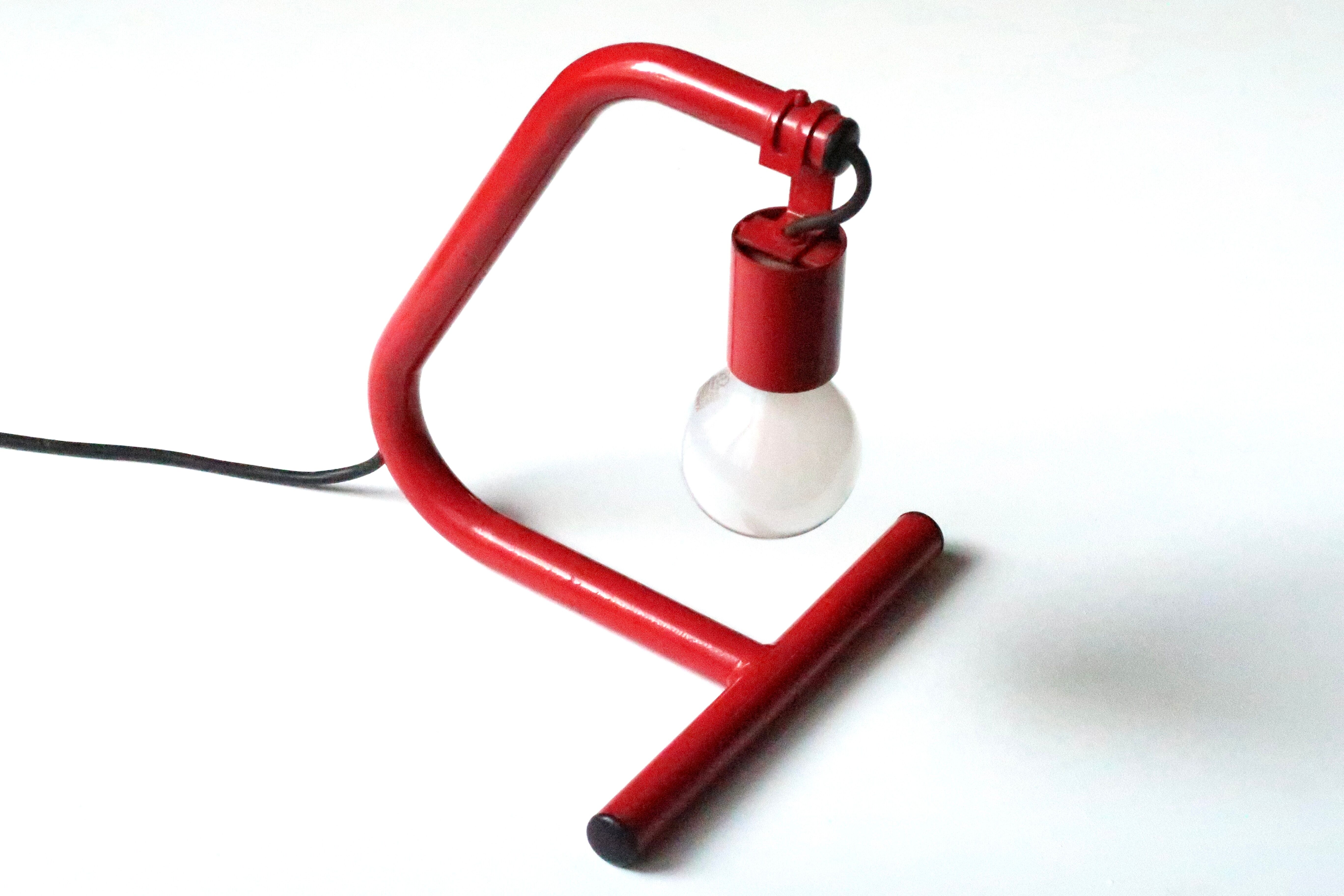 Red tubular lamp, 80s