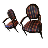 2 fauteuils médaillon - Tissus Paul Smith  édités Gilles Nouhaillac